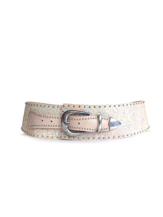 Vintage Western Wide Belt Abel Buckle Tooled Leather Belt
